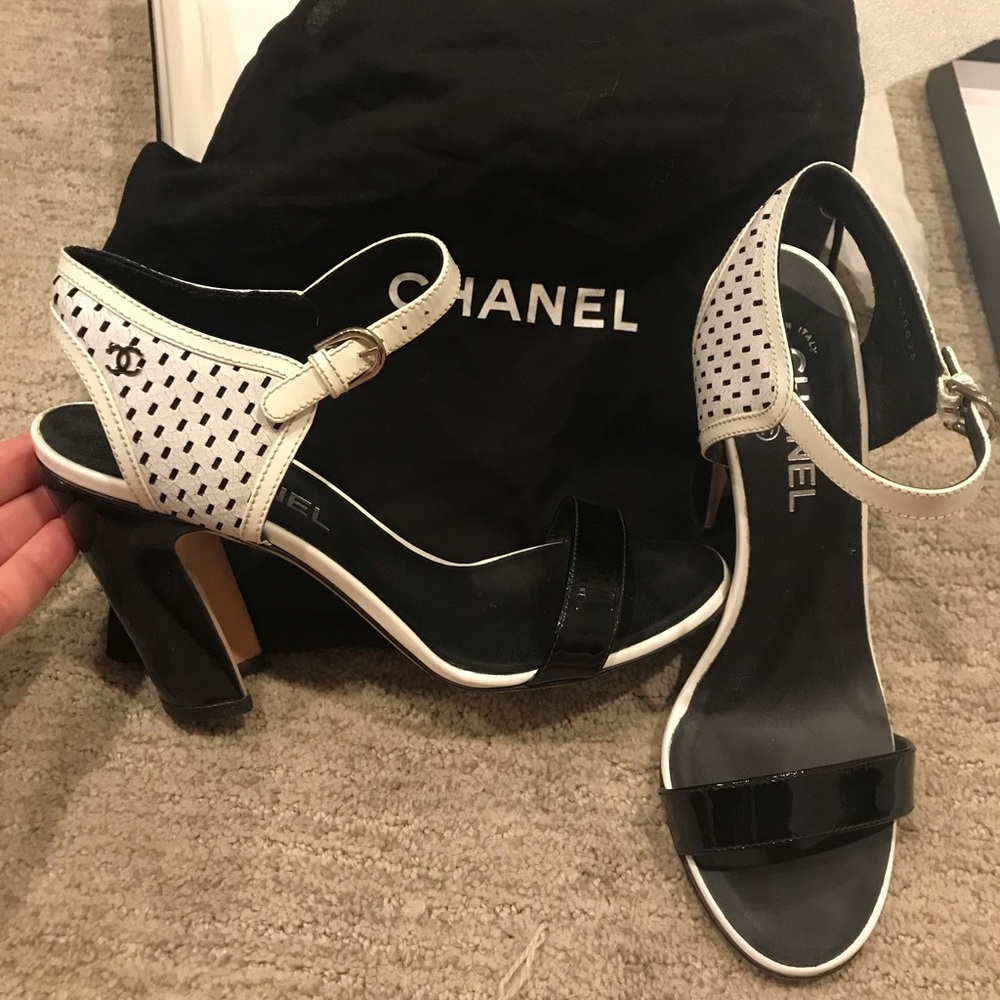 Chanel black and white sandals, 39.5 $1025.